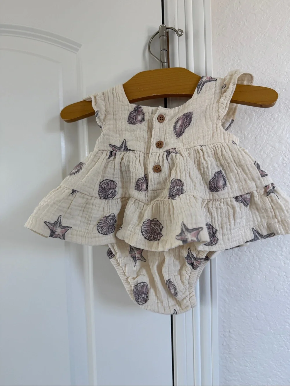 Cotton 0-3 girls beach Starfish & Shell Print Kids Sundress